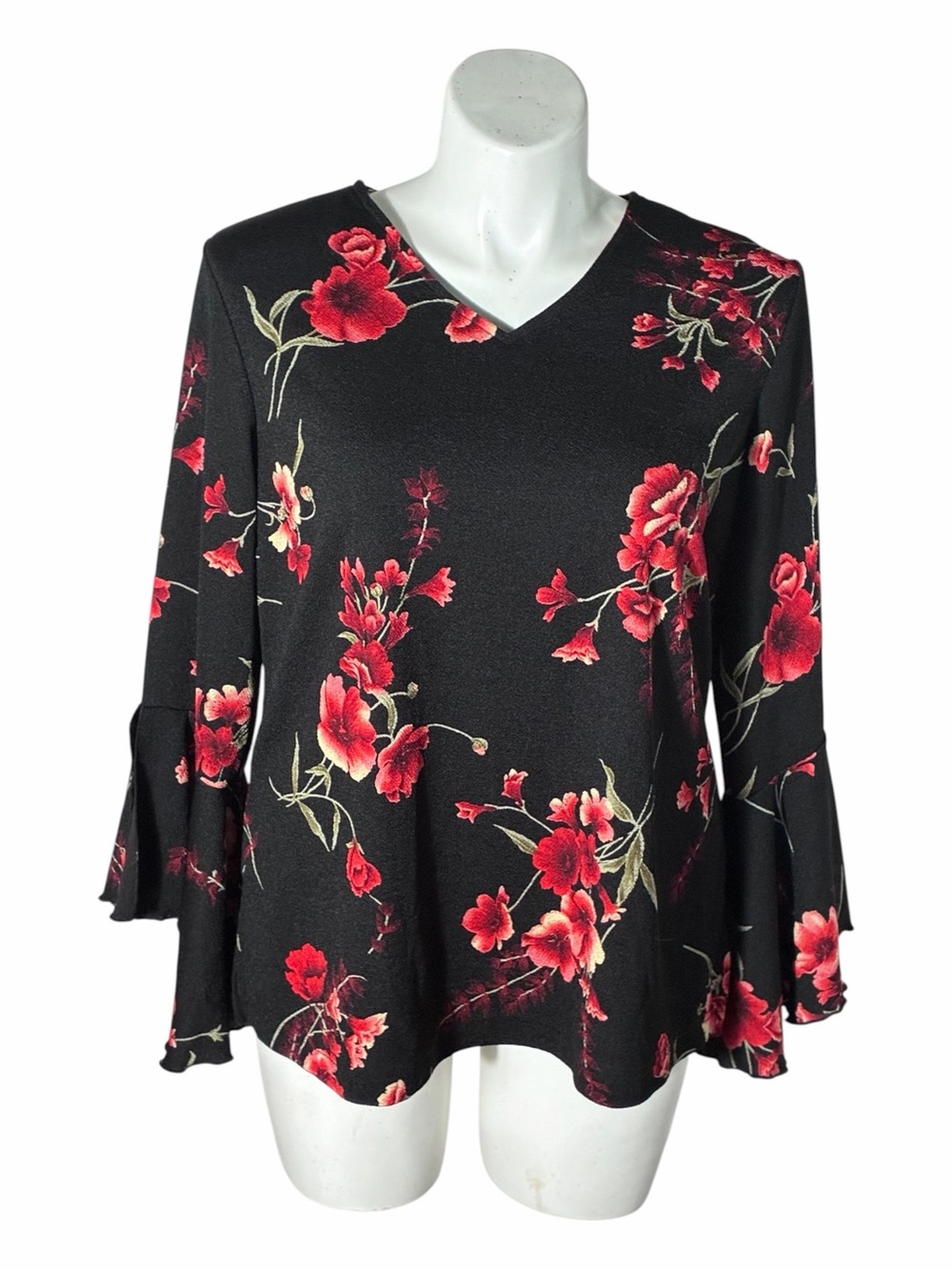 Jaclyn Smith floral bell sleeve top Size 1X